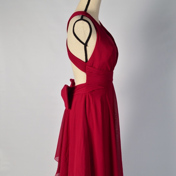 JJs House Highlow open back dress in burgundy - Picture 5 of 8